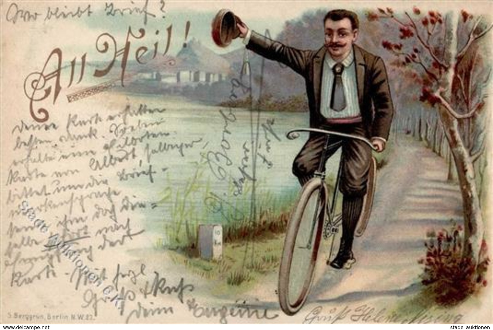 Fahrrad All Heil Lithographie 1897 I-II Cycles - Otros & Sin Clasificación