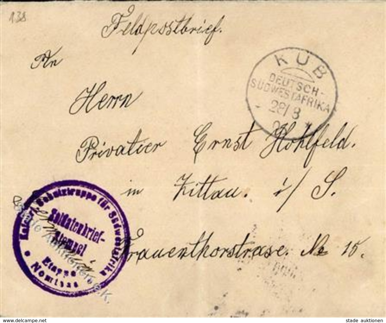 Deutsche Kolonien DSW - Feldpostbrief (gefaltet) Mit O -KUB 28.8.06- + Schutztruppen-o ETAPPE NOMISSA I-II Colonies - Histoire
