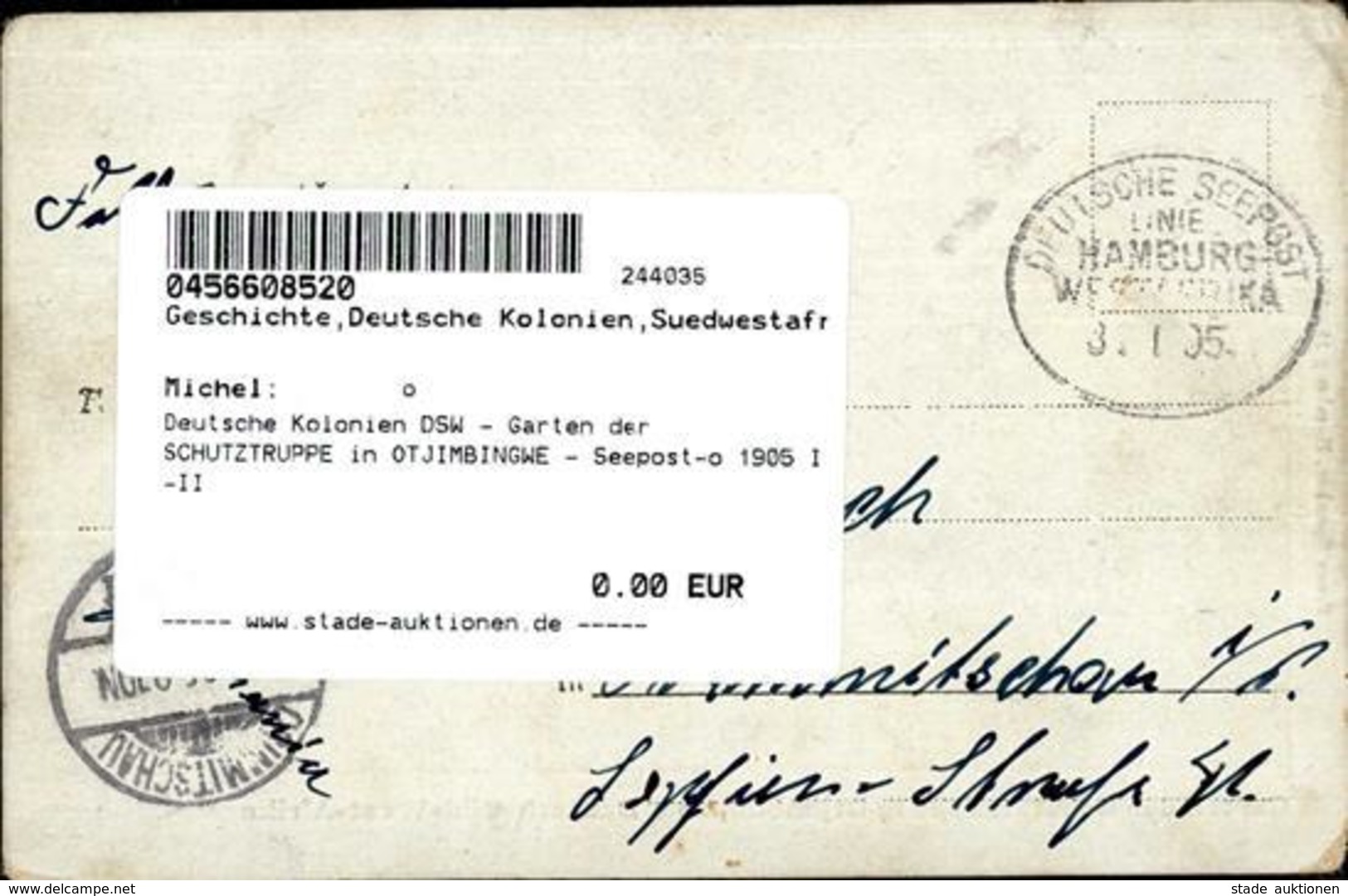 Deutsche Kolonien DSW - Garten Der SCHUTZTRUPPE In OTJIMBINGWE - Seepost-o 1905 I-II Colonies - Geschichte
