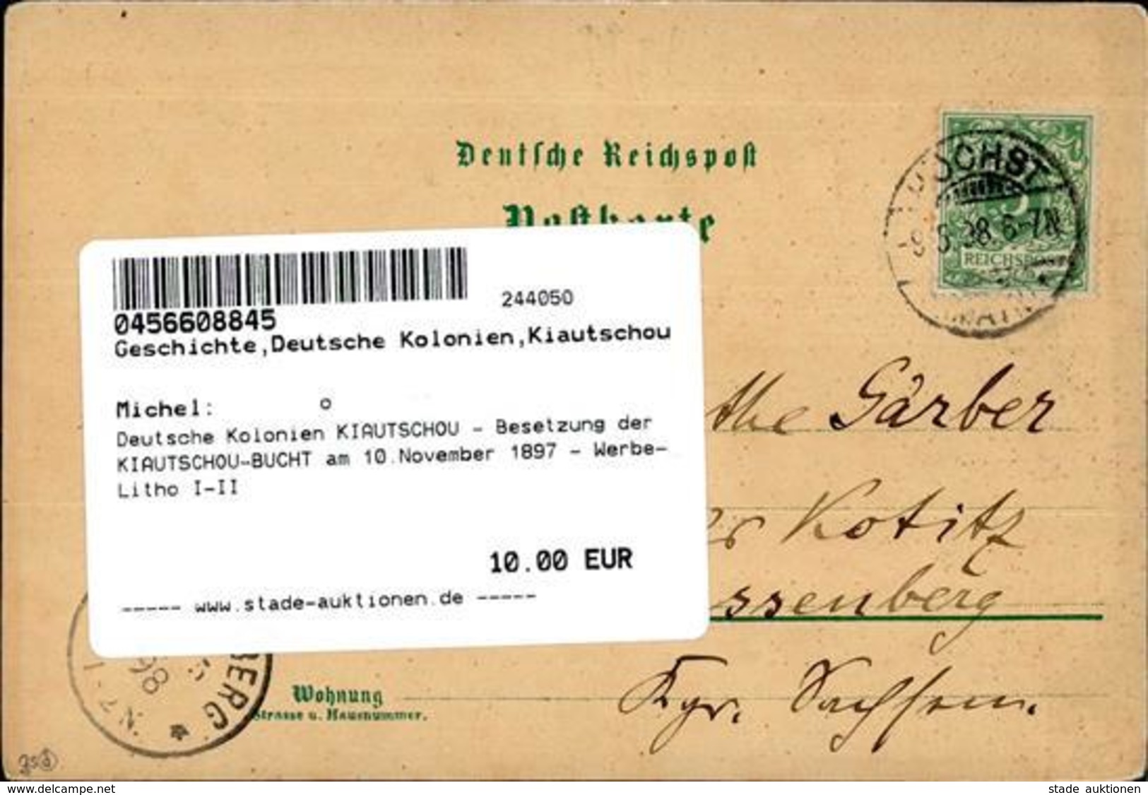 Deutsche Kolonien KIAUTSCHOU - Besetzung Der KIAUTSCHOU-BUCHT Am 10.November 1897 - Werbe-Litho I-II Colonies - Non Classificati