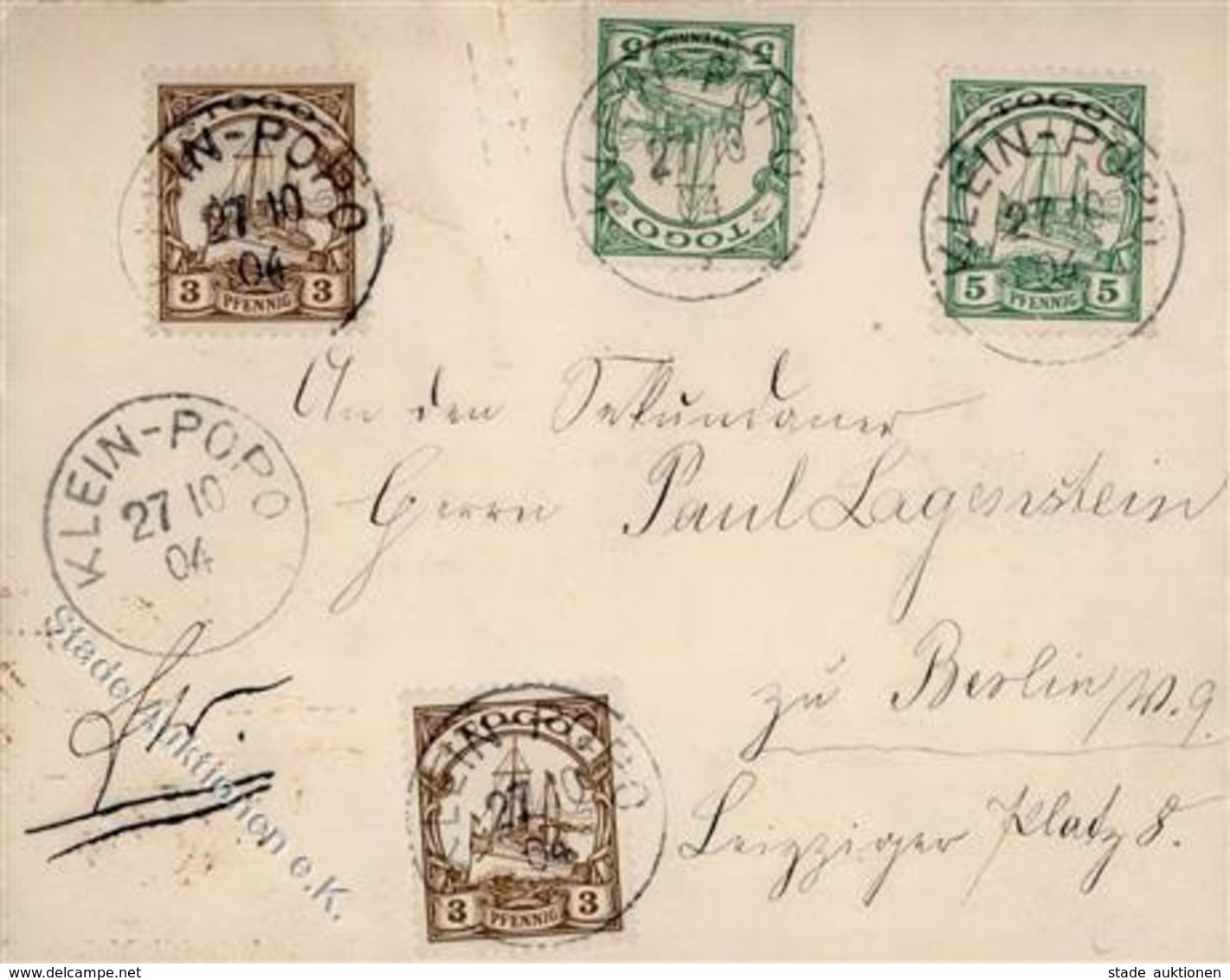 Togo Stempel Klein-Popo 27.10.04 Beleg KEINE AK 1904 I-II - Autres & Non Classés