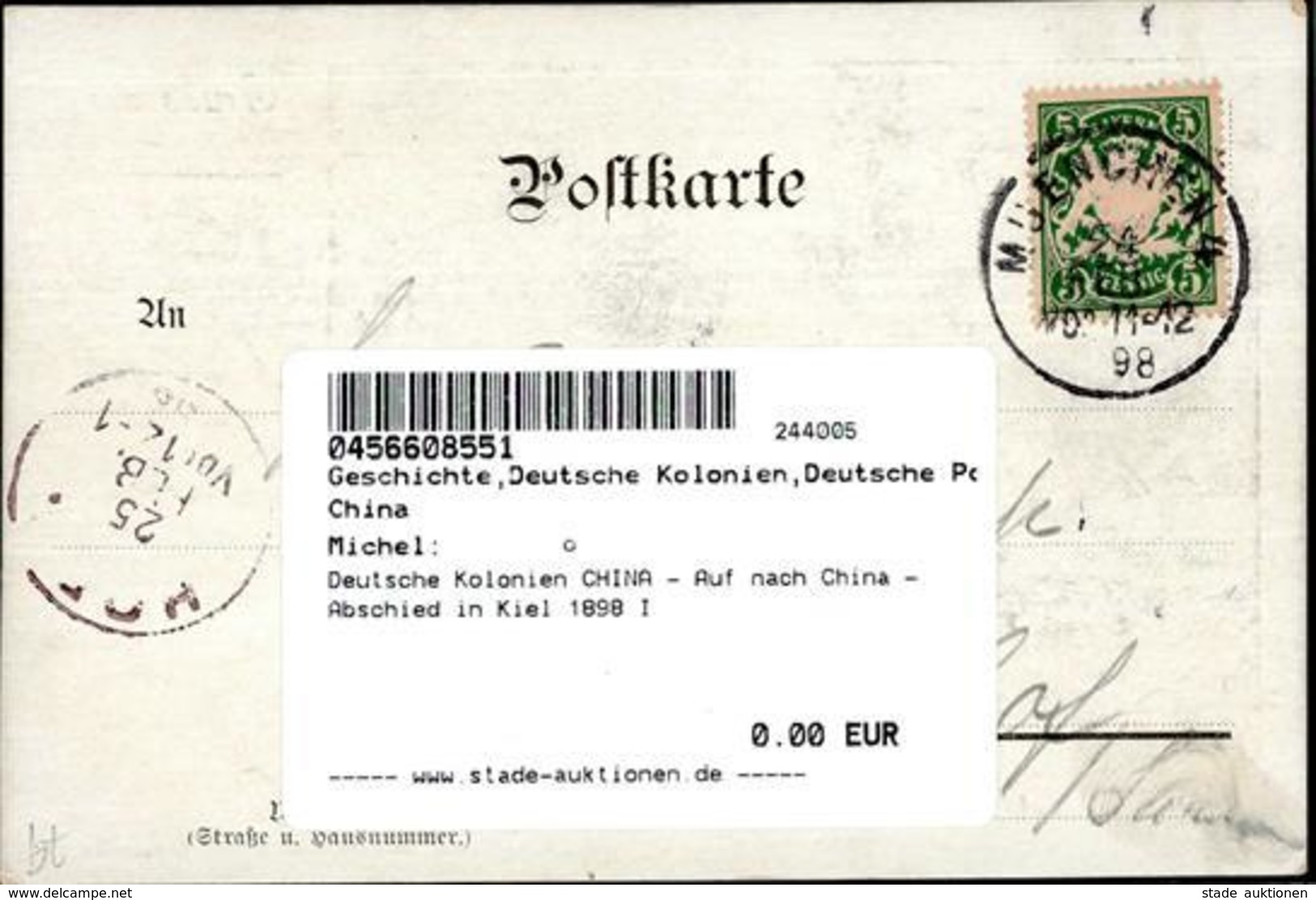 Deutsche Kolonien CHINA - Auf Nach China - Abschied In Kiel 1898 I Colonies - Non Classés