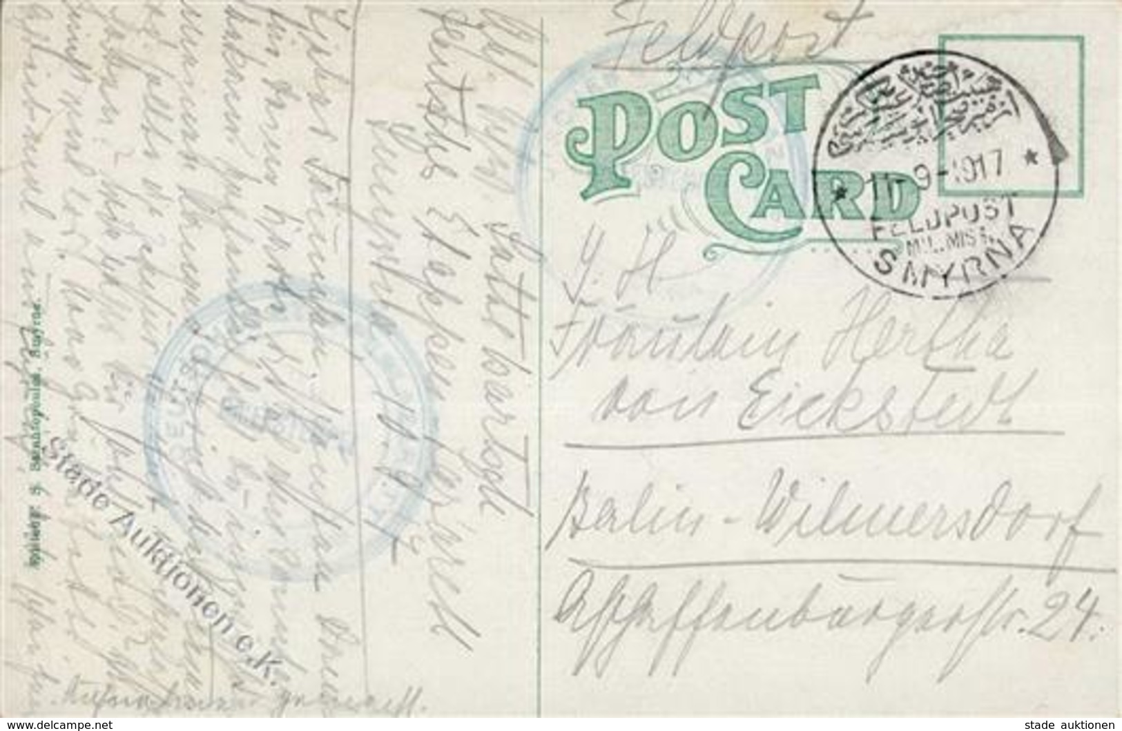 Kolonien Deutsche Post Türkei Feldpost Mil. Mission Smyrna 11.9.1917 I-II Colonies - Non Classés