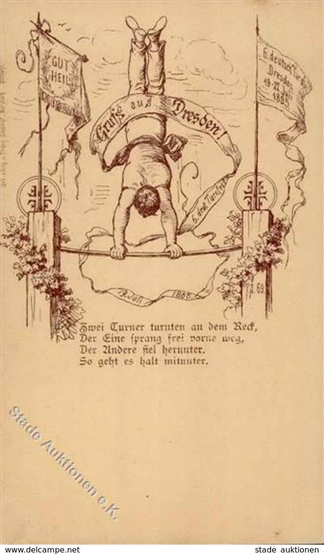 Vorläufer 1885 Dresden (o-8000)6. Deutsches Turnfest Verlag Scheiner, Franz I-II (kl. Einkerbung) - Otros & Sin Clasificación