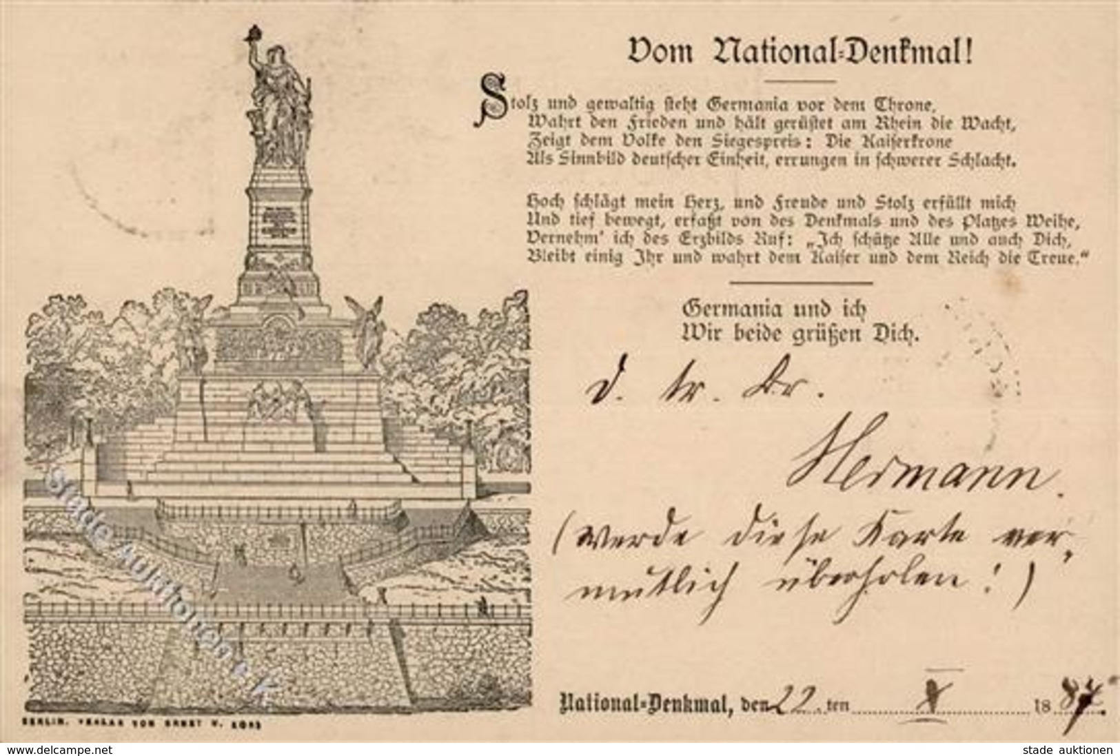 Vorläufer 1887 Rüdesheim (6220) Niederwalddenkmal I-II - Otros & Sin Clasificación
