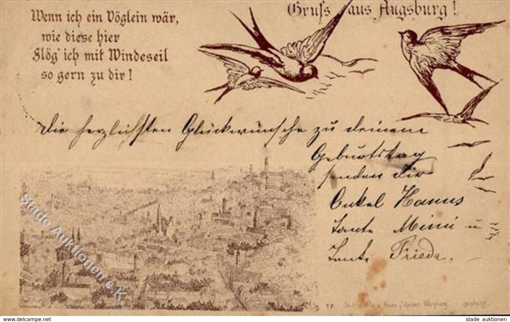 Vorläufer AUGSBURG SCHEINER Würzburg Nr. 17 1889 I-II R! - Otros & Sin Clasificación