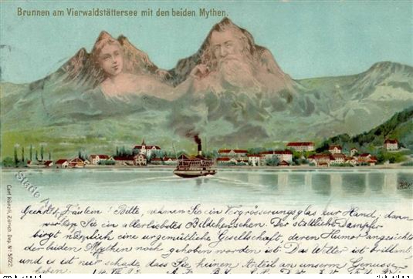 Berggesicht Brunnen Am Vierwaldstättersee Mit Den Beiden Mythen Künstlerkarte 1898 I-II - Andere & Zonder Classificatie