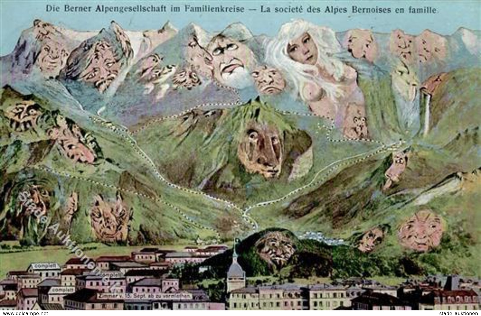 Berggesicht Die Berner Alpengesellschaft Im Familienkreise Künstlerkarte 1907 I-II - Sonstige & Ohne Zuordnung
