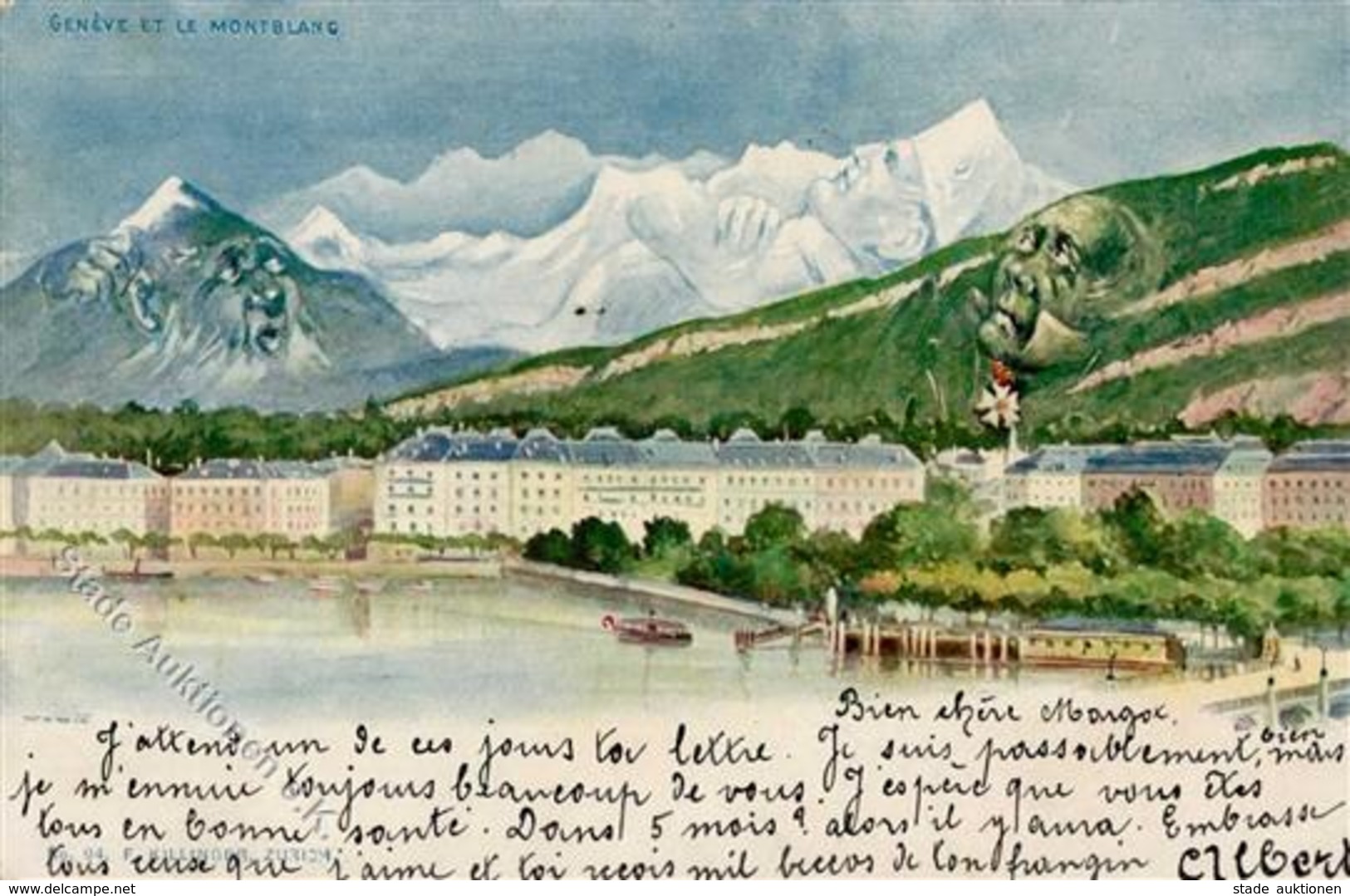 Berggesicht Geneve Et Le Montblanc Künstlerkarte 1899 I-II - Altri & Non Classificati