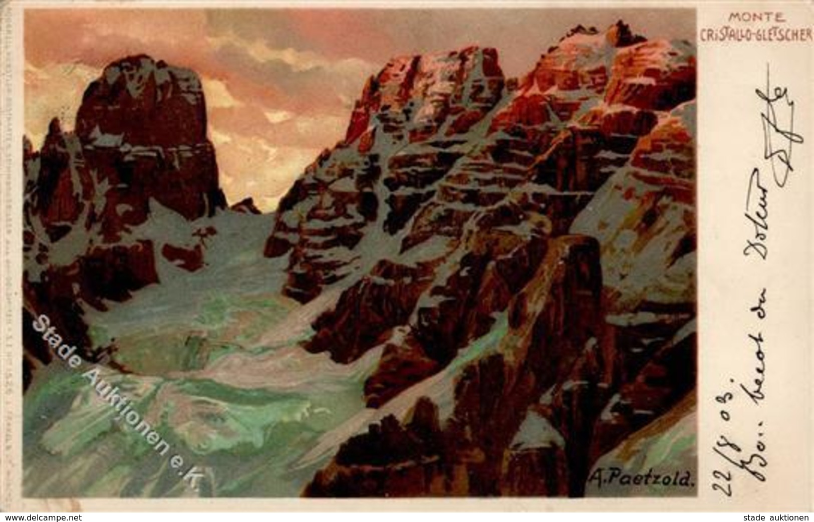 Paetzold, A. Monte Cristallo Gletscher Künstlerkarte I-II (Marke Entfernt) - Sonstige & Ohne Zuordnung
