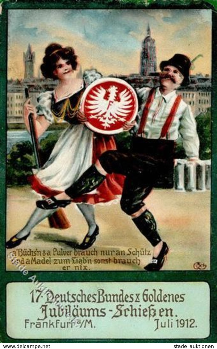 FRANKFURT/Main - 17. DEUTSCHES BUNDESSCHIESSEN 1912 - Sign. Künstlerkarte  - Ecke Gestoßen II - Otros & Sin Clasificación
