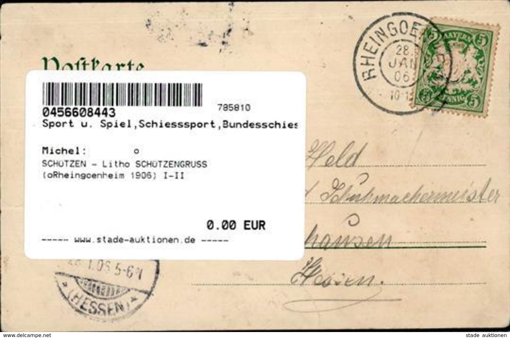 SCHÜTZEN - Litho SCHÜTZENGRUSS (oRheingoenheim 1906) I-II - Otros & Sin Clasificación