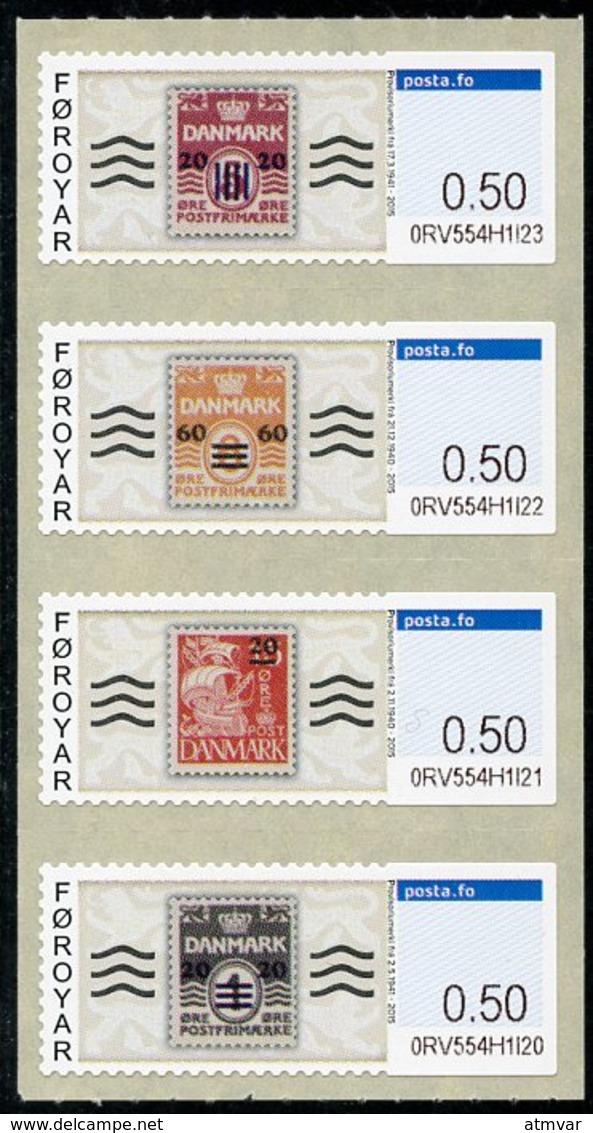 FAROE ISLANDS (2015) - ATM - Provisional Stamps 1940-1941 - Provisoriumerki - Islas Faeroes