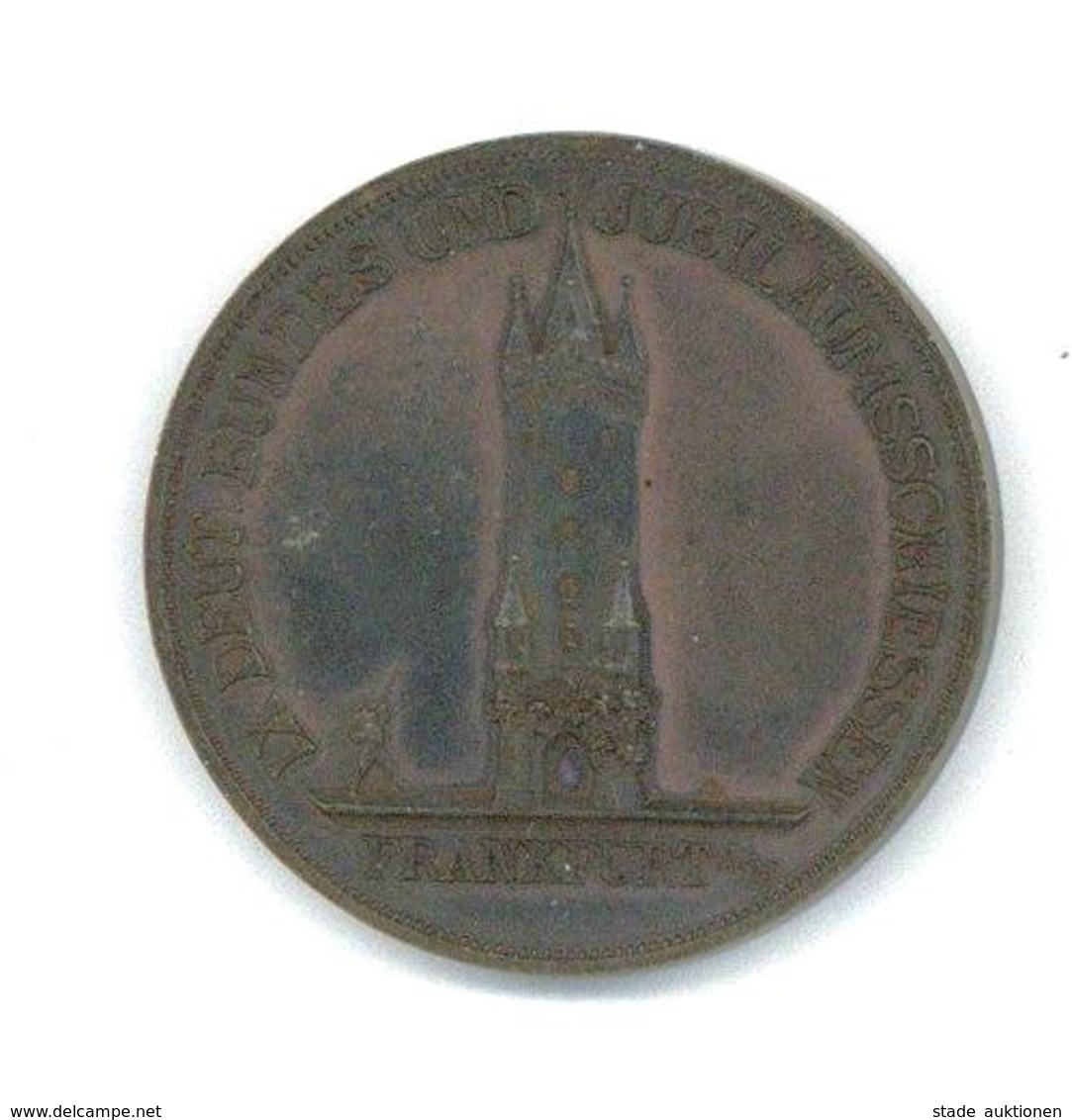 Schützen Frankfurt (6000) 9. Deutsches Bundesschießen 1887 Vz Bronze Ø 33 Mm I-II - Autres & Non Classés