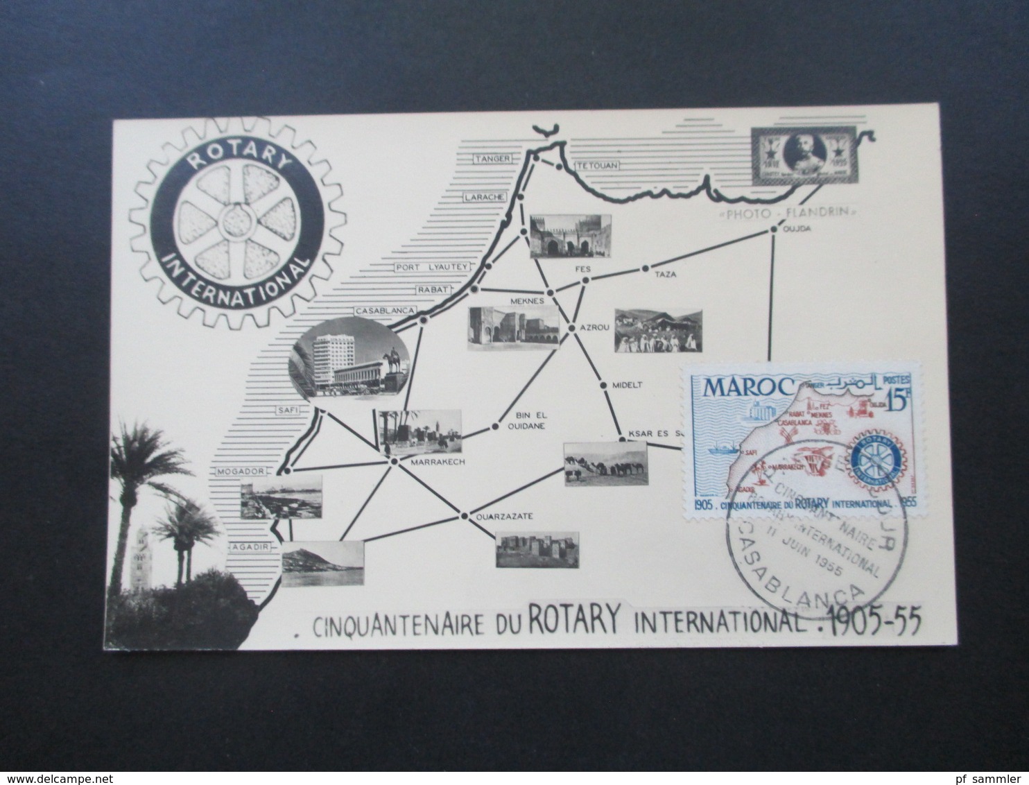 Marokko Rotary International 1955 Casablanca Premier Jour Photo Flandrin - Lettres & Documents