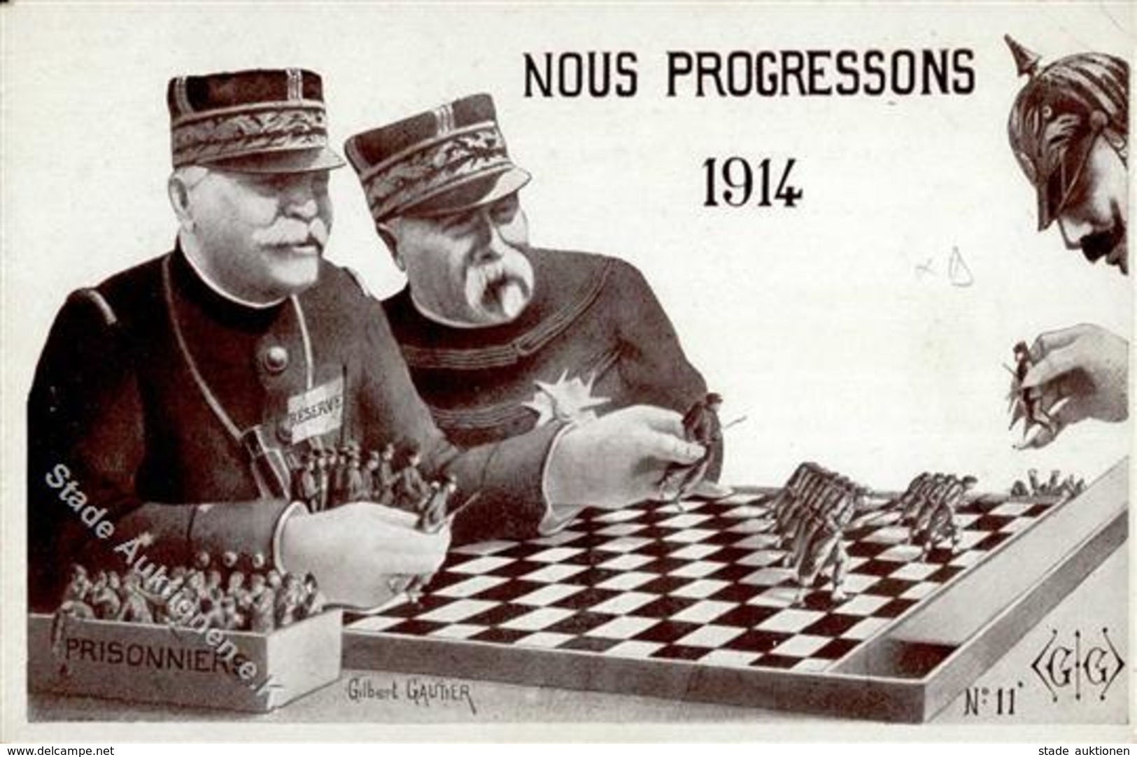 Schach Politik Sign. Gautier, G. I-II - Ajedrez