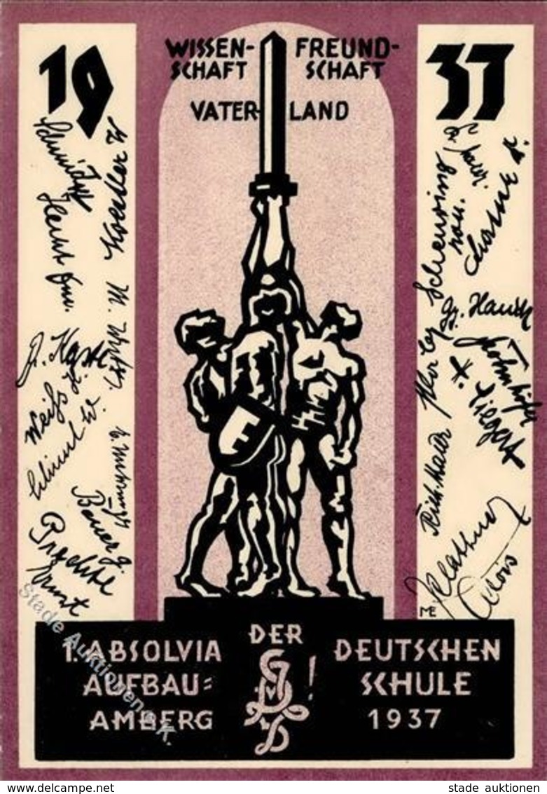 Studentika AMBERG 1937 - Sign. Künstlerkarte I - Schulen