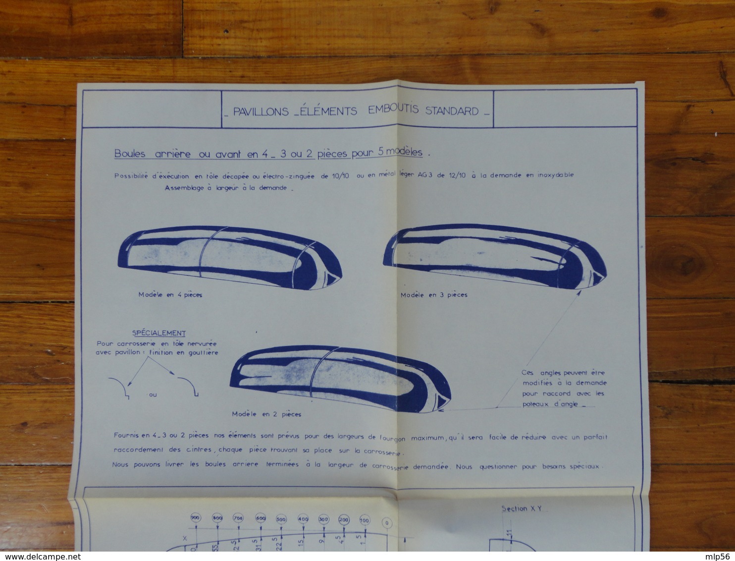 PEUGEOT  CITROEN RENAULT 1000 KG PLAN FICHE  PAVILLON ELEMENTS EMBOUTIS STANDARD GRAPPIN ANNAT HOUILLES 1966 - Camions