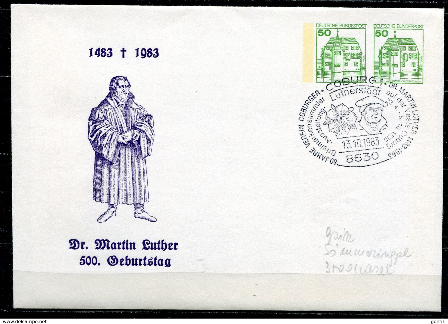Germany 1983 Privatganzsache DR.MARTIN Luther Mi.Nr.PU ???? Mit SST"Coburg 1-Dr.M.Luther Auf D.Veste Coburg"1GS Used - Theologen