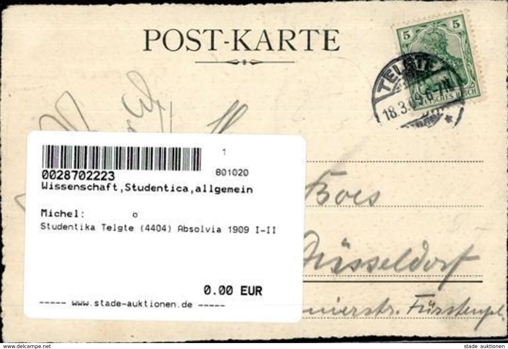 Studentika Telgte (4404) Absolvia 1909 I-II - Schulen