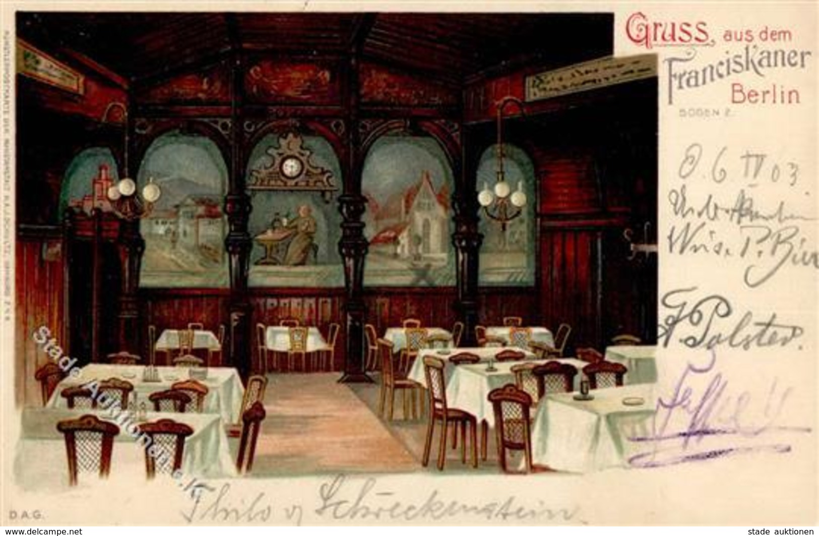 Berlin (1000) Gasthaus Franziskaner Bogen 2  1903 I-II - Otros & Sin Clasificación