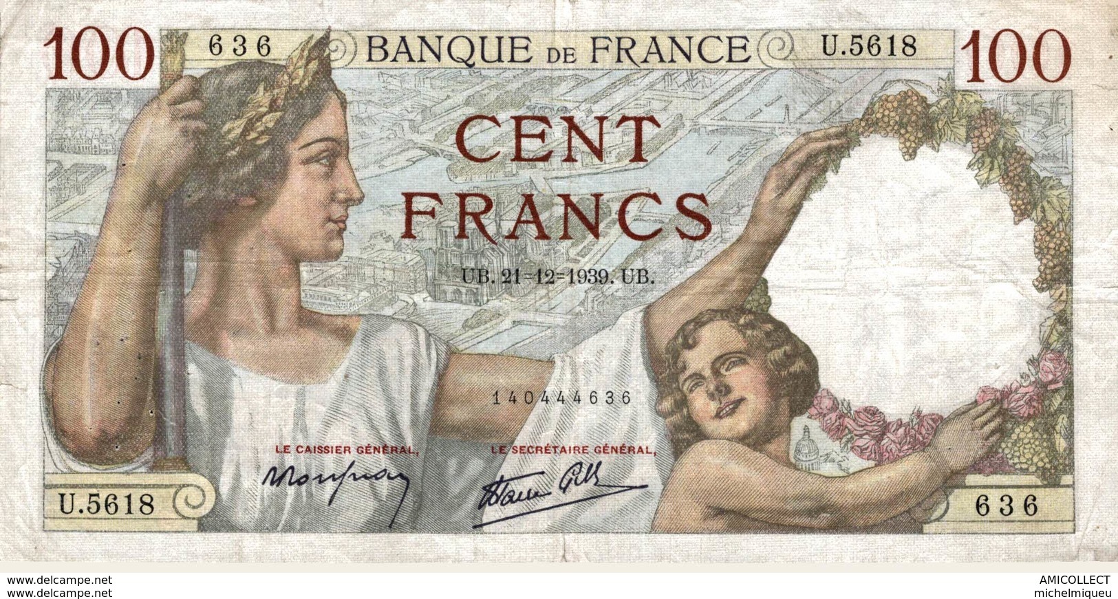 7630-2019    BILLET  DE BANQUE  21-12-1939 - 100 F 1939-1942 ''Sully''