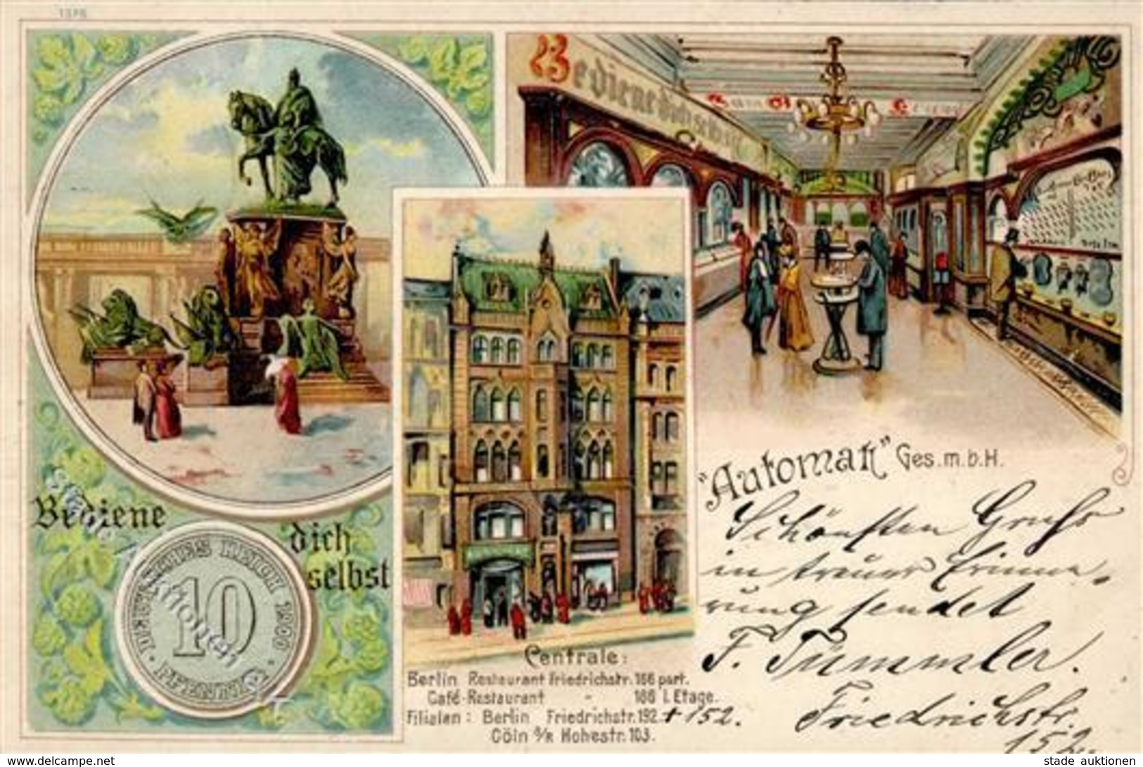 Berlin Mitte (1000) Denkmal Gasthaus Cafe Friedrichstraße 166 1903 I-II - Otros & Sin Clasificación