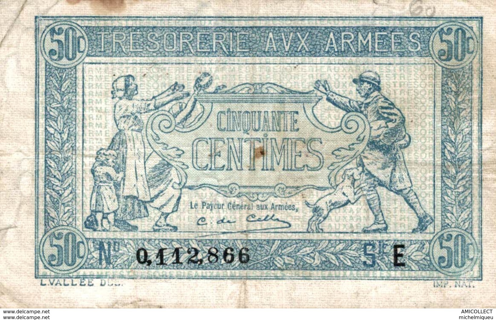 804-2019     TRESORERIE AUX ARMEES 50 CENTIMES - 1917-1919 Legerschatkist