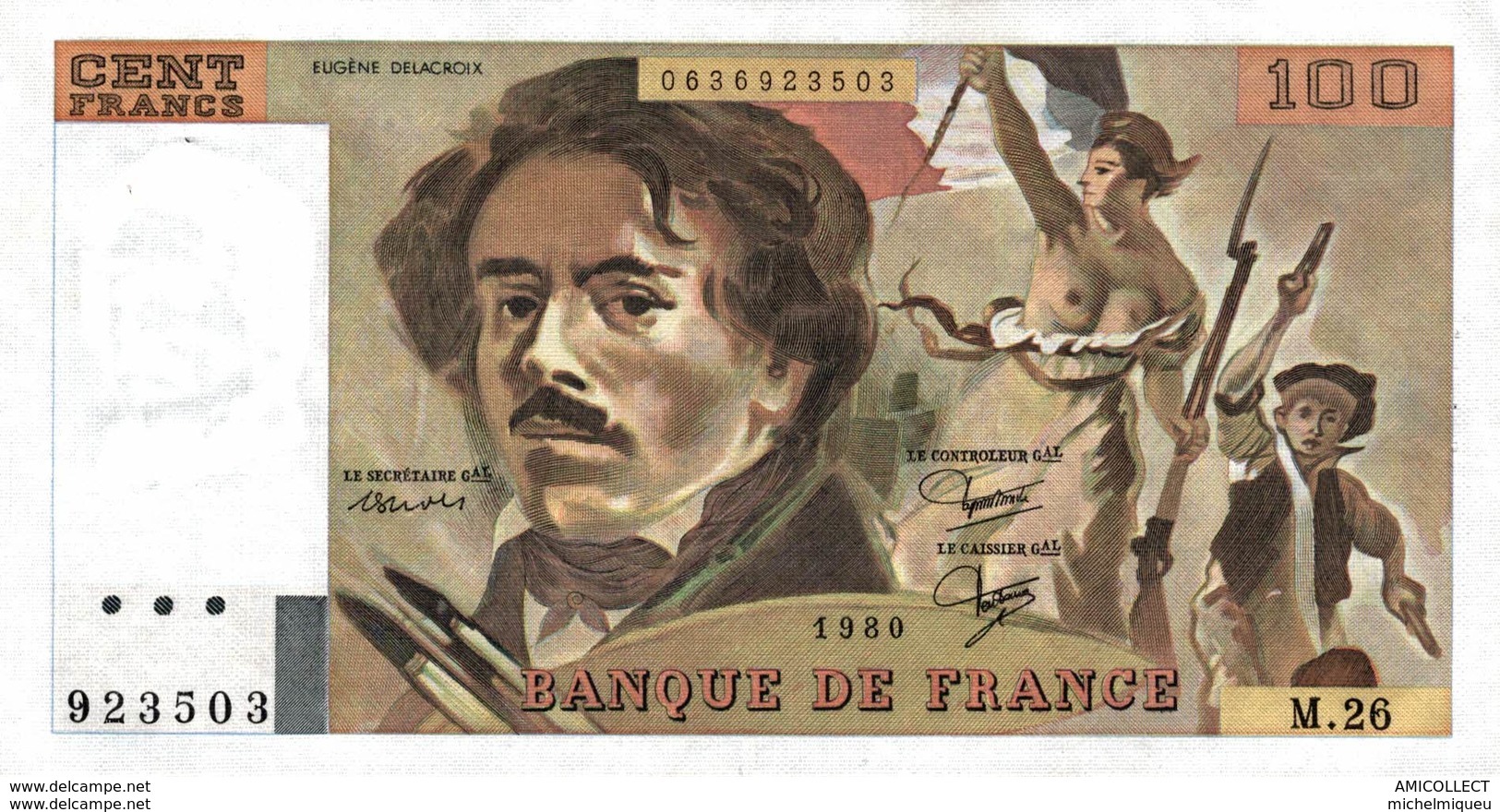 912-2019     BILLETS FRANCAIS DELACROIX DE 100 FRANCS 1980 - 100 F 1978-1995 ''Delacroix''