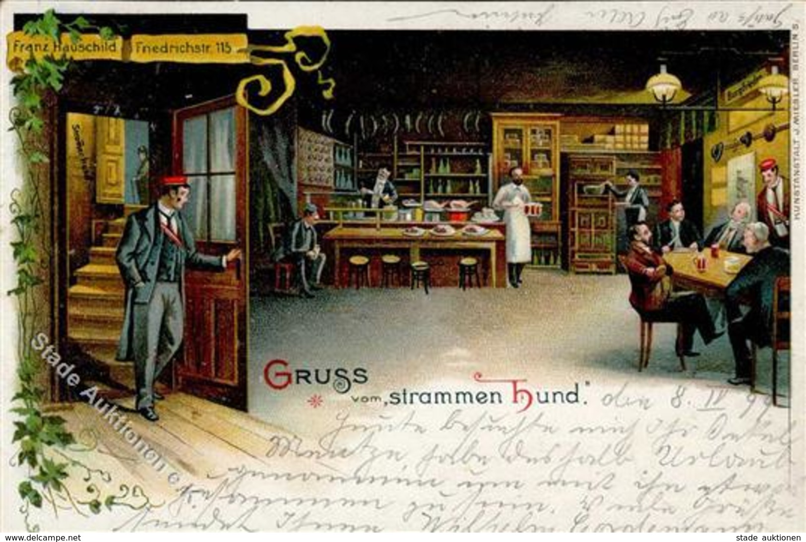 Berlin Mitte (1000) Gasthaus Zum Strammen Hund Friedrichstraße 115 1899 I-II Chien - Otros & Sin Clasificación