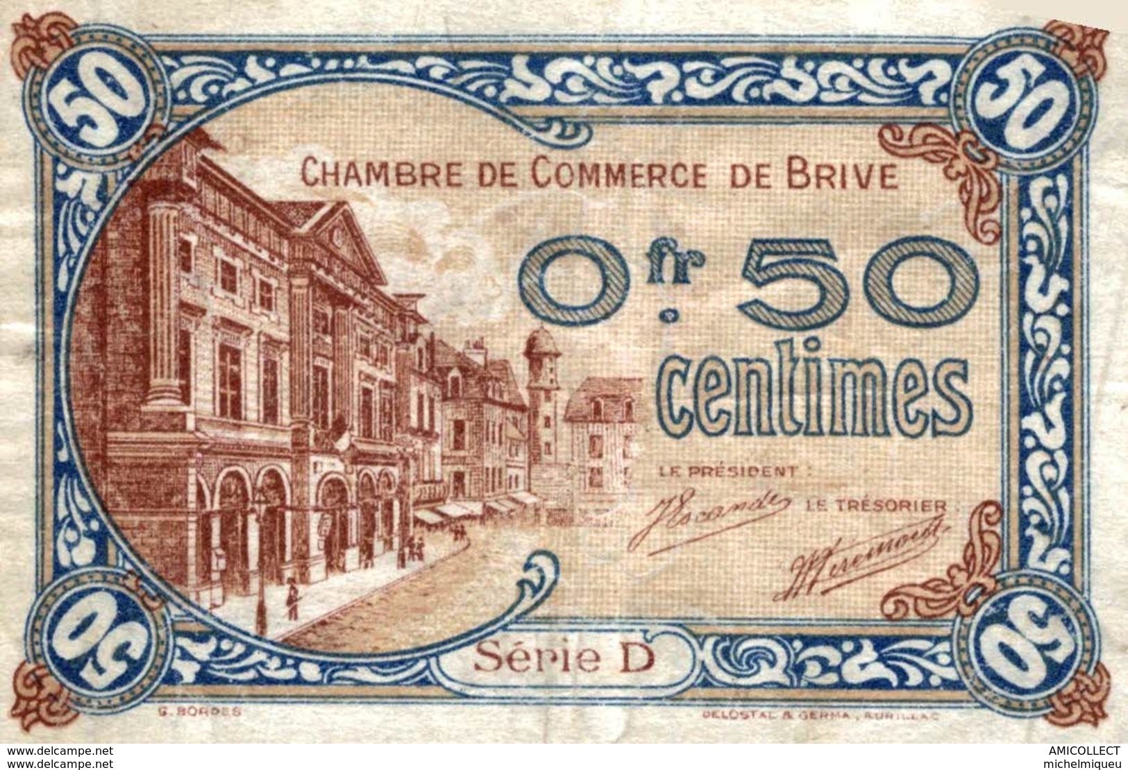 1232-2019     CHAMBRE DE COMMERCE DE  BRIVE 50 CENTIMES - Chambre De Commerce