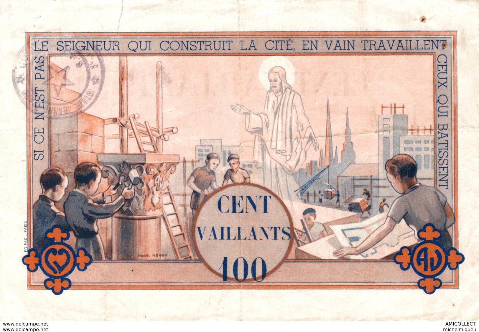 380-2019    BILLET FRANCAIS 100 VAILLANTS  SCOUTISME - Andere & Zonder Classificatie