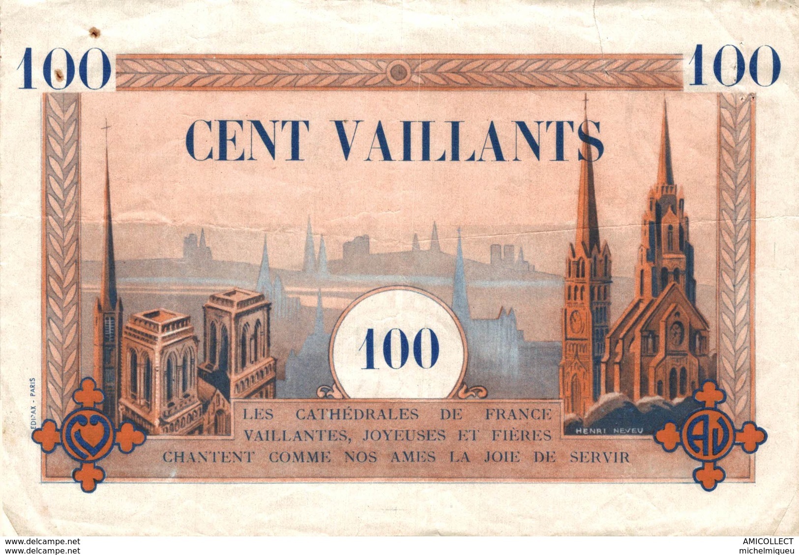 380-2019    BILLET FRANCAIS 100 VAILLANTS  SCOUTISME - Andere & Zonder Classificatie