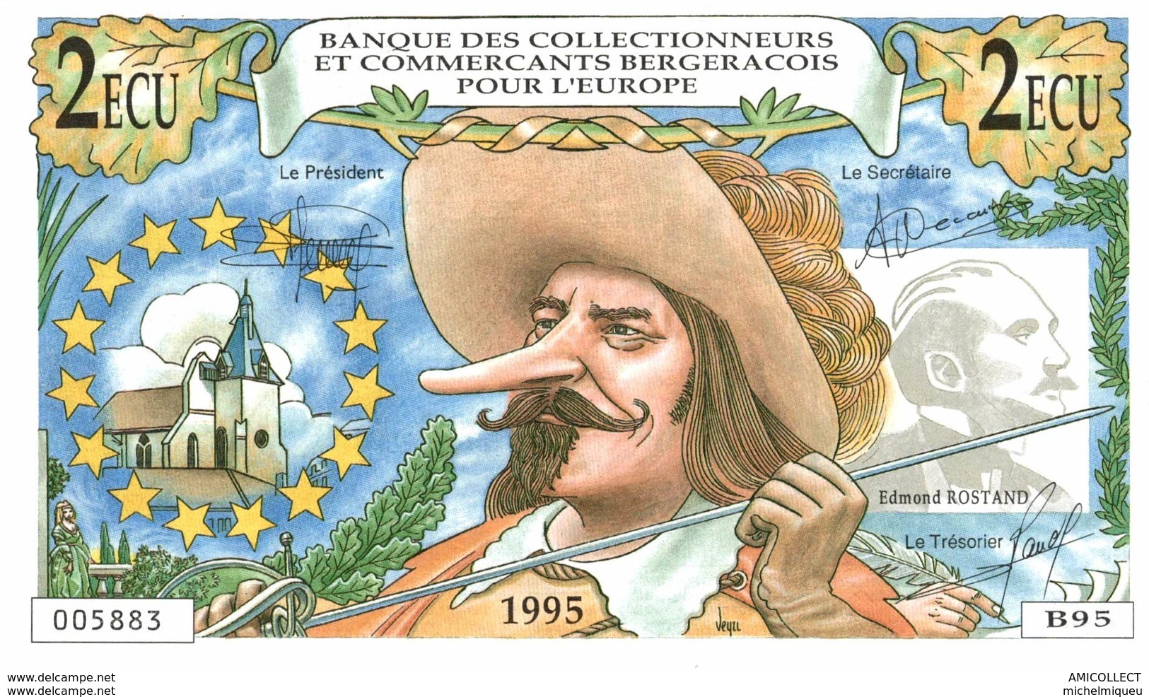 381-2019    BILLET FRANCAIS De 2 ECU OU 14 FRANCS COLLECTIONNEURS BERGERACOIS ET CREDIT AGRICOLE - Andere & Zonder Classificatie