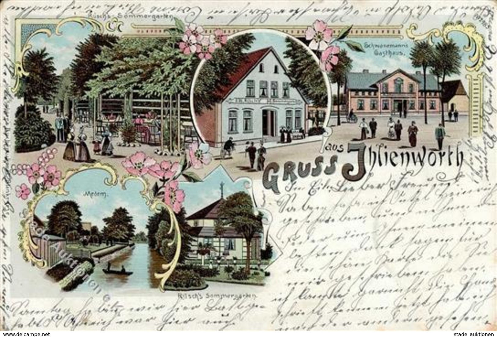 Ihlienworth (2179) Gasthaus Schwanemann  Lithographie 1900 I-II (Marke Entfernt) - Sonstige & Ohne Zuordnung