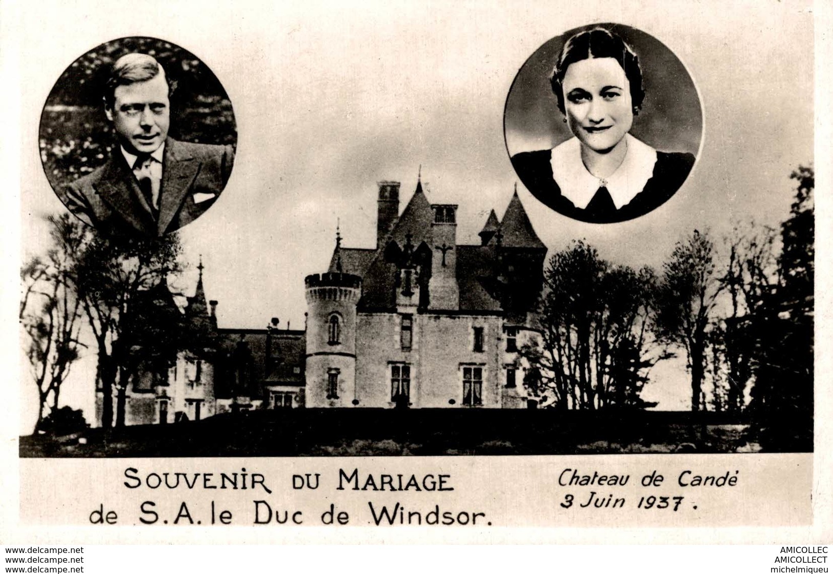 3951-2018  CHATEAU DE CANDE 3 JUIN 1937 SOUVENIR DU MARIAGE DE SA LE DUC DE WINDSOR - Sonstige & Ohne Zuordnung