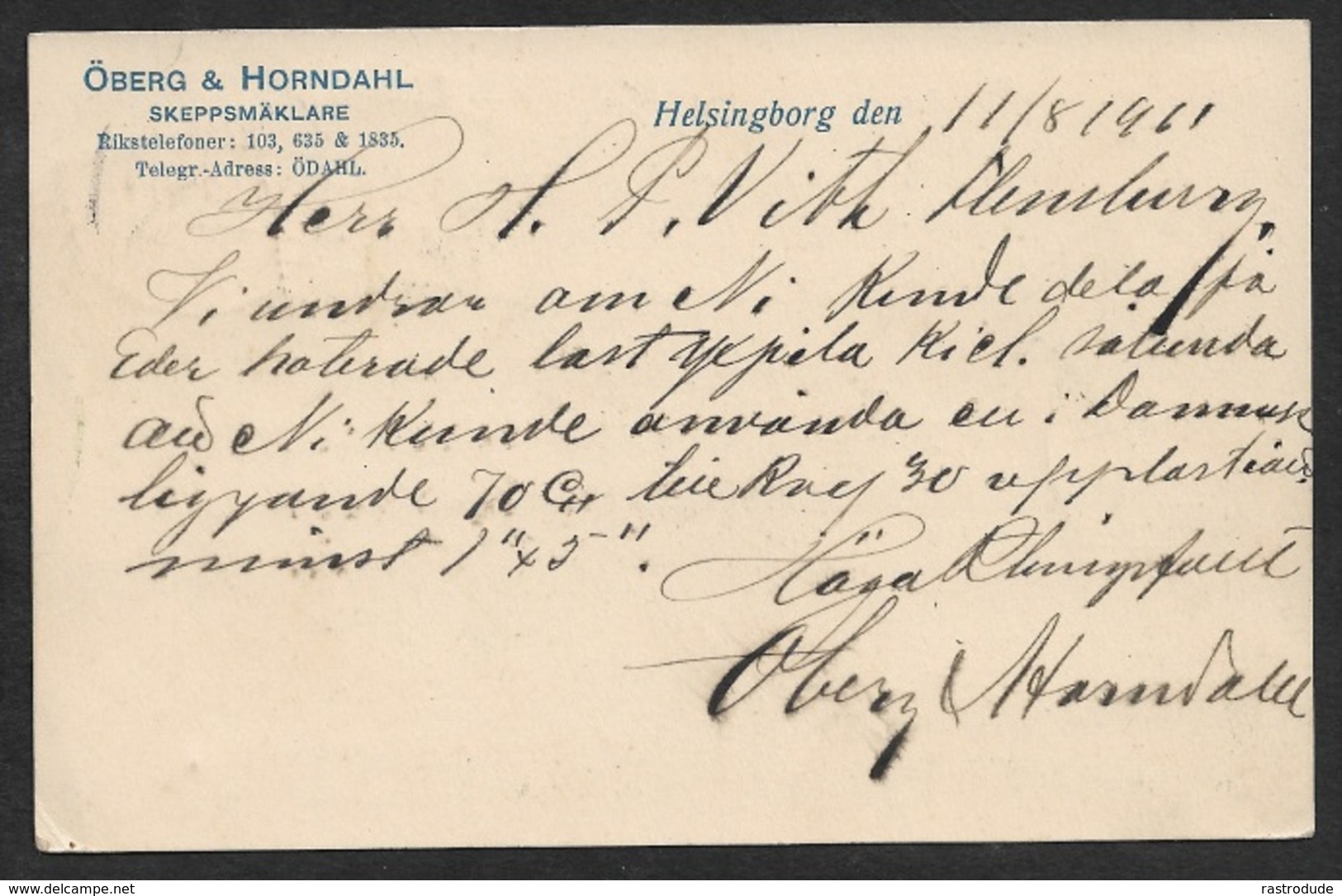 1911 - SWEDEN SEEPOST - 2 X 5c FRA SVERIGE - HELSINGBORG To FLENSBURG - Lettres & Documents