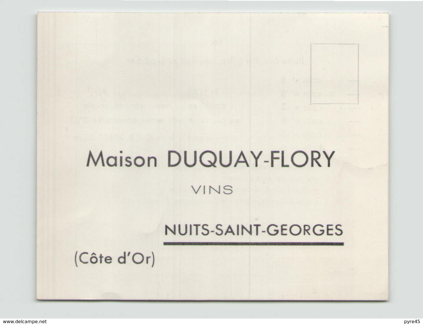 Coupon Réponse " Maison Duquay-Flory Vins " à Nuits-Saint-Georges - Non Classés