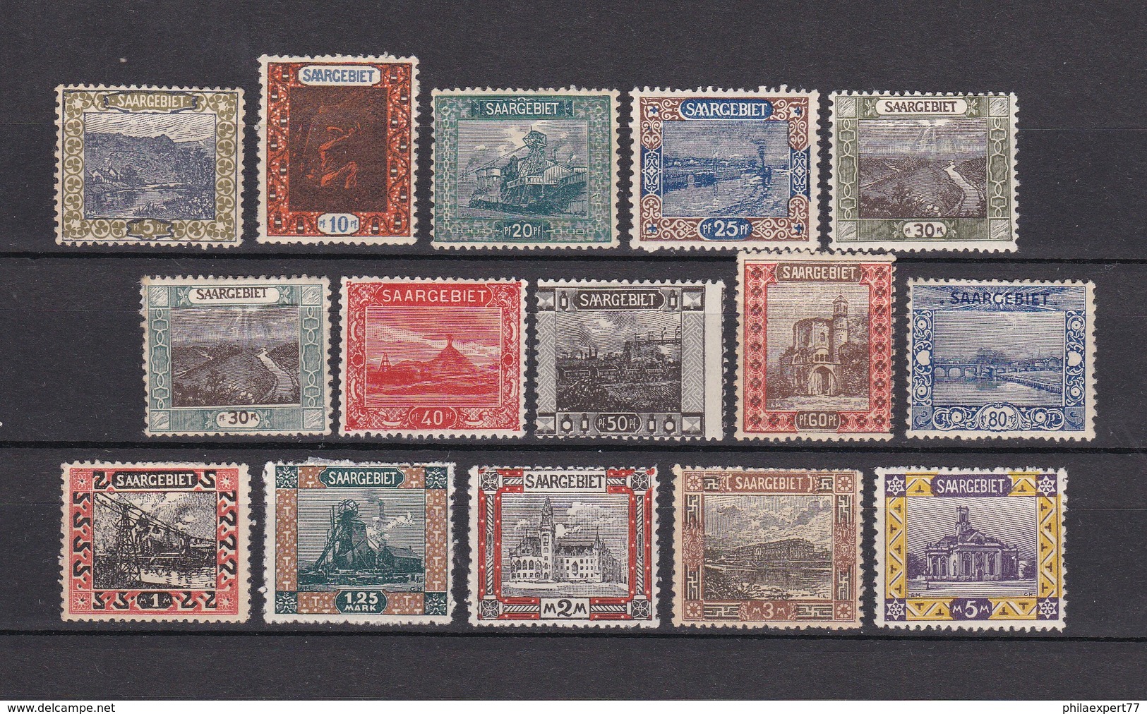 Saarland - 1921 - Michel Nr. 53/67 - Ungebr. - 25 Euro - Ungebraucht