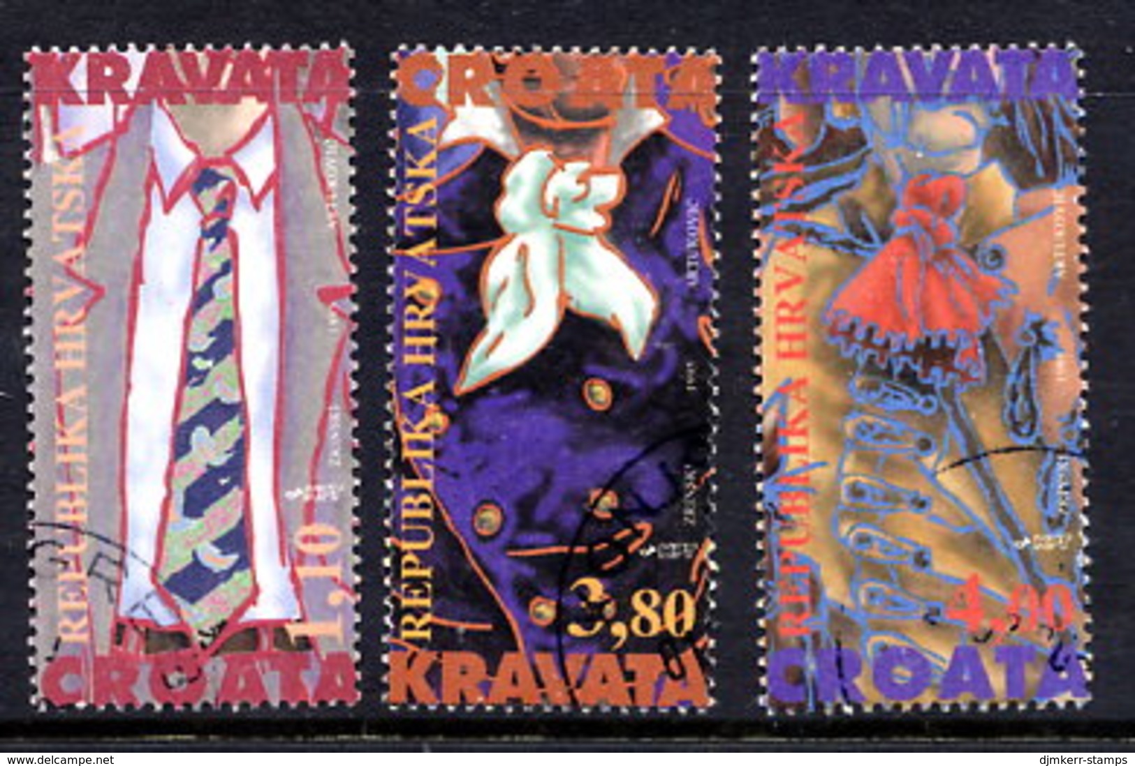 CROATIA 1995 History Of Ties Used.  Michel 306-08 - Croatia