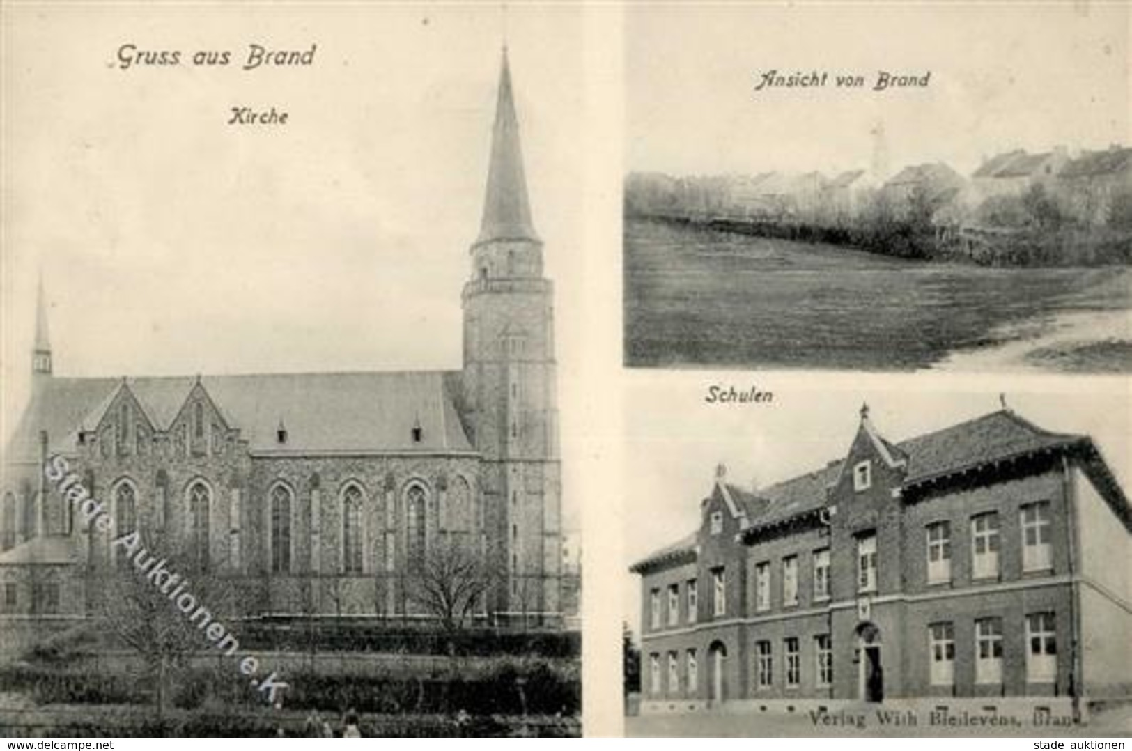 Brand (5100) Kirche Schule Ortsansicht  1913 I-II - Autres & Non Classés