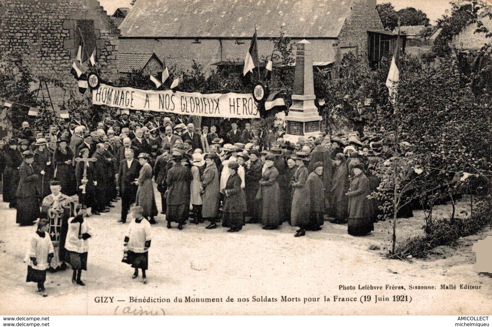 1590-2019    GIZI   BENEDICTION DU MONUMENT DE NOS SOLDATS MORTS POUR LA FRANCE - Autres & Non Classés