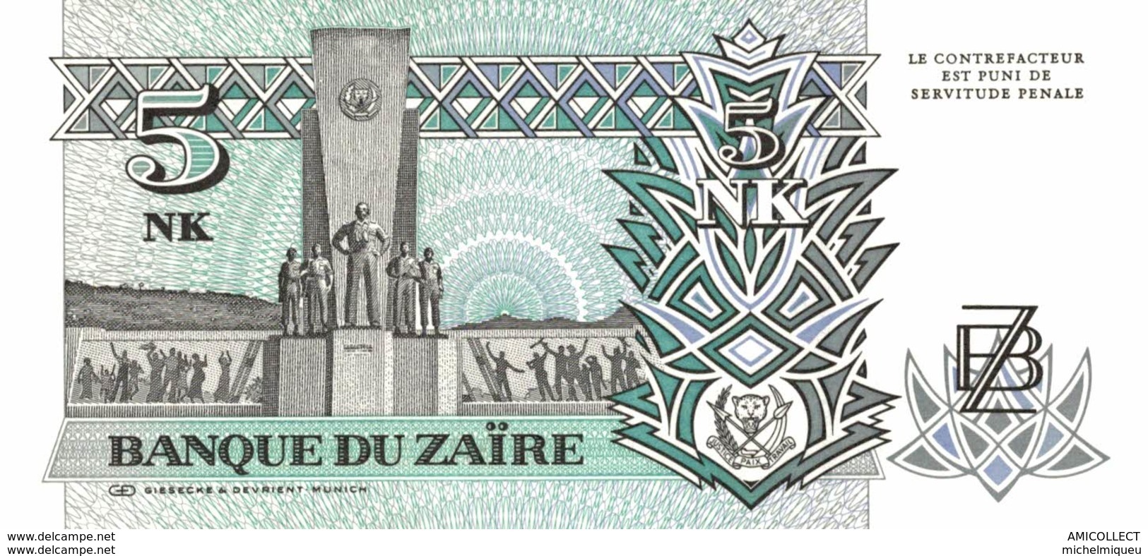 6864-2019    BILLET DE BANQUE ZAÏRE - Zaïre