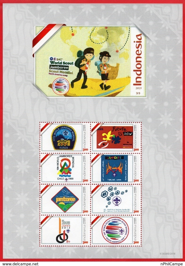 Indonesia Personalized 2019 Sheet Stamps, Seventeenth To Twenty-fourth Logos.3/3. World Scout Jamboree-Scout Mondial.MNH - Ungebraucht