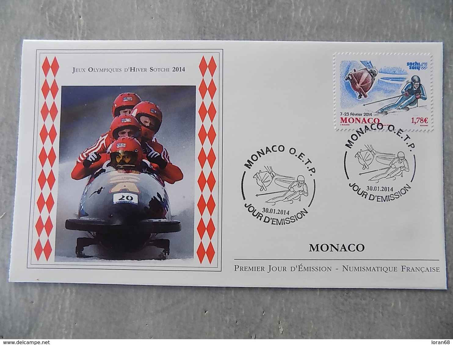 FDC MONACO 2014 : Jeux Olympiques D'hiver De Sotchi (Russie) - FDC