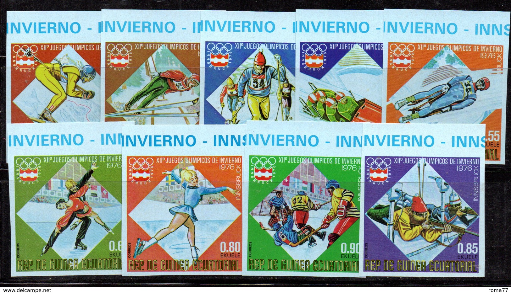 ETP355 - GUINEA EQUATORIALE 1976,  Serie NON Dentellata. ***  MNH (2380A) . INNSBRUCK - Inverno1976: Innsbruck