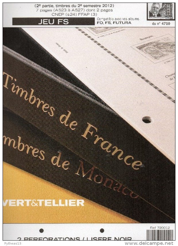 FEUILLES FRANCE YVERT Et TELLIER 2012 2e Semestre - Pre-printed Pages