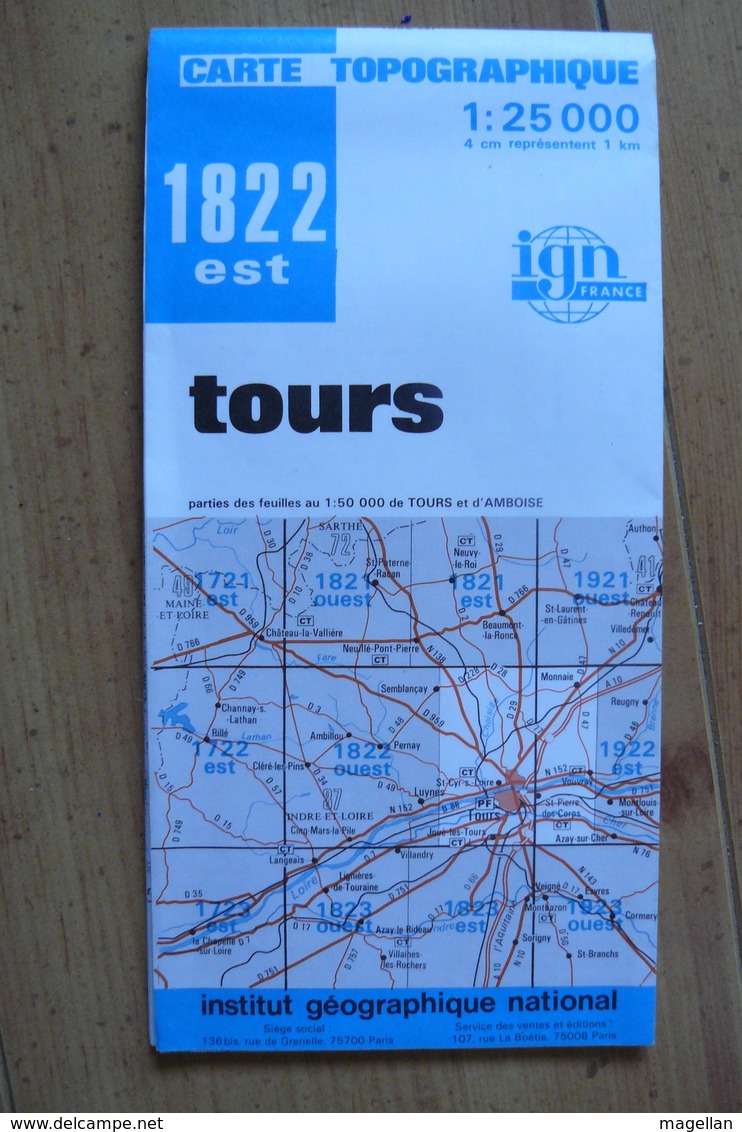 Carte Topographique IGN - 1822 Est - Tours - 1:25 000 - Carte Topografiche