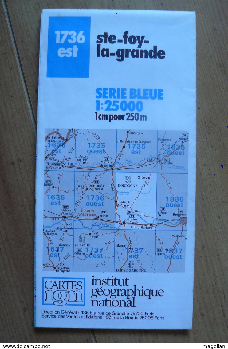 Carte Topographique IGN - 1736 Est - Ste-Foy-la-Grande (Dordogne) - 1:25 000 - Topographische Karten