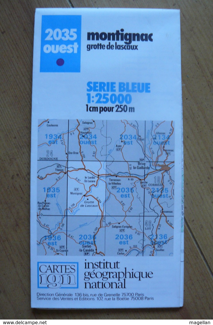 Carte Topographique IGN - 2035 Ouest - Montignac / Grotte De Lascaux (Dordogne) - 1:25 000 - Cartes Topographiques